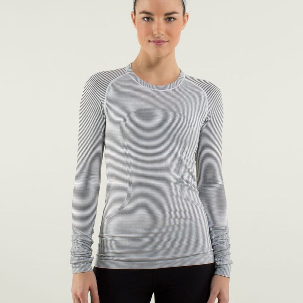Lululemon Run: Swiftly Tech Long Sleeve *Stripe White